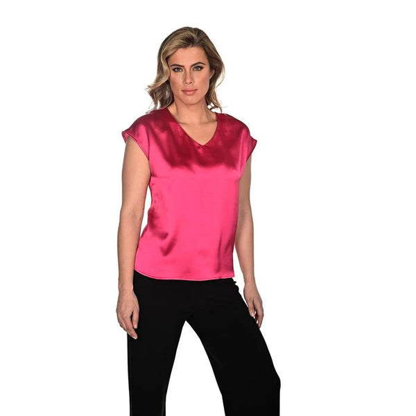 SATIN SHORT SLEEVE TOP 234468 BY FRANK LYMAN