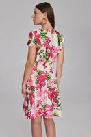 FLORAL PRINT SCUBA AND CREPE FIT AND FLARE DRESS 241789