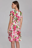 FLORAL PRINT SCUBA AND CREPE FIT AND FLARE DRESS 241789