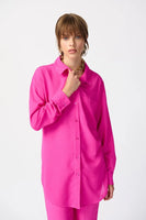 LONG TEXTURED WOVEN HIGH-LOW BLOUSE 241259